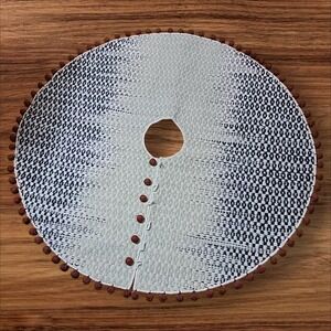 MAGNOLIA HOME Chantilly Wool Blend Knit Tree Skirt Earthy Cream Gray Red Pom‎